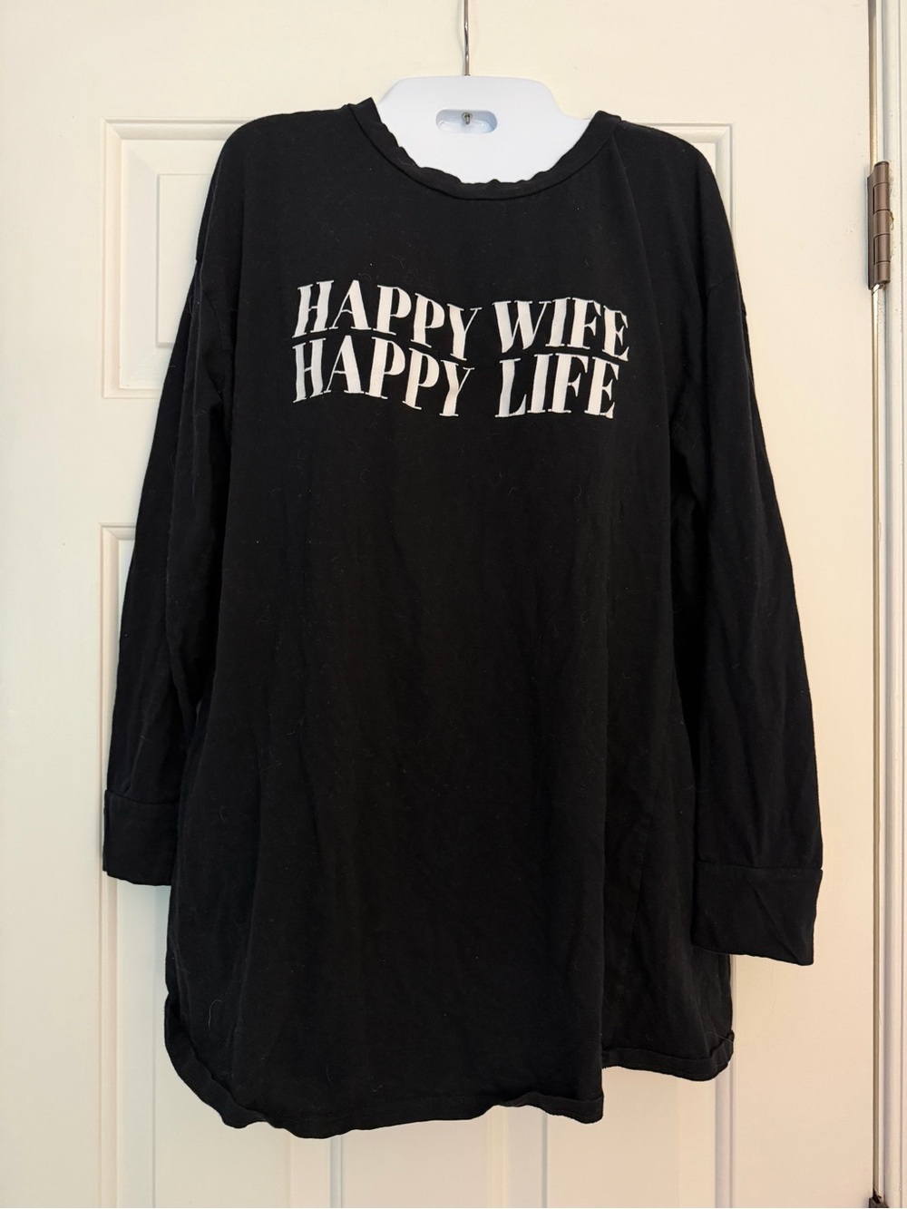 Happy Wife Happy Life Graphic Long Sleeve Tee Black Medium